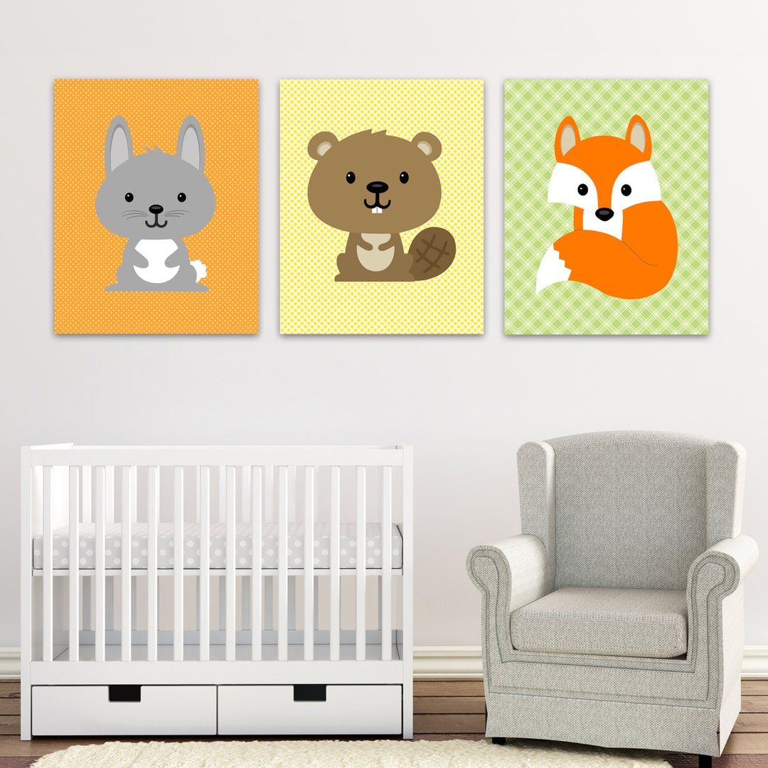 Woodland Nursery Wall Art, Woodland Wall Decor, Forest Nursery Animals