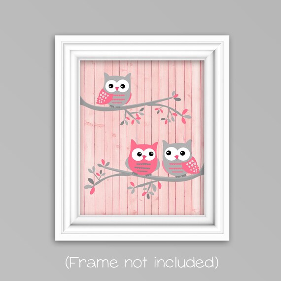 Love Nursery Art Canvas Wall Art Baby Girl Room Owl Wall Art Grey and Pink Nursery Owl Nursery Decor Baby Girl Decor Owl Canvas Decor