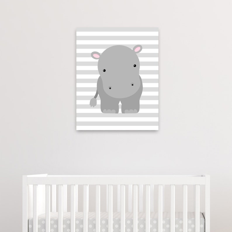 Hippo Nursery Decor Hippo Canvas Nursery Wall Art Nursery Etsy