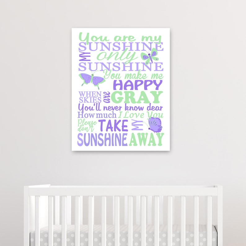 You Are My Sunshine Nursery Decor Butterfly Nursery Mint and Etsy
