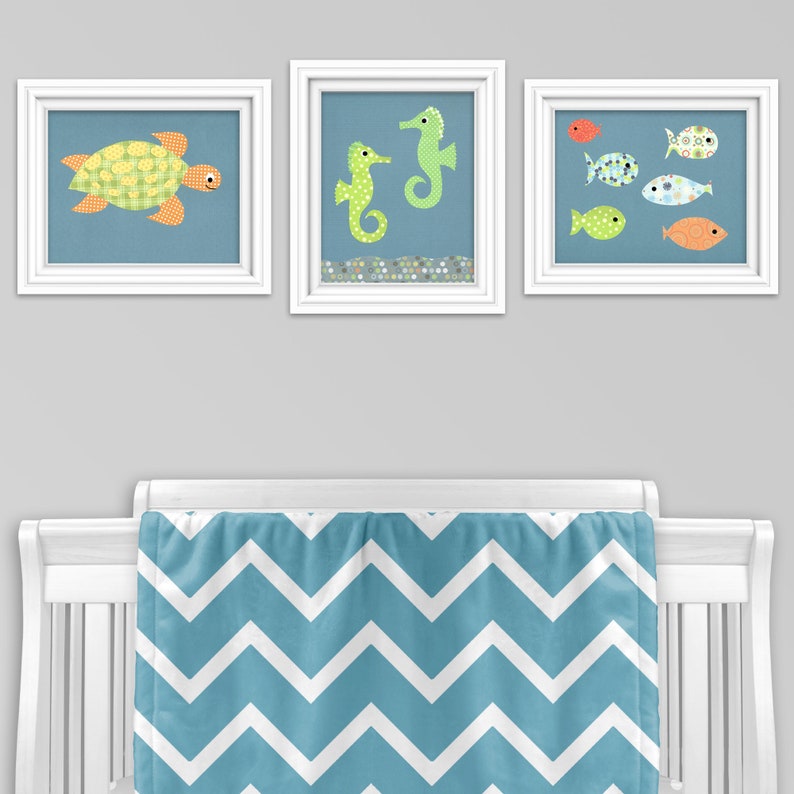 Ocean Nursery Boys Room Nautical Nursery Fish Nursery Sea Etsy