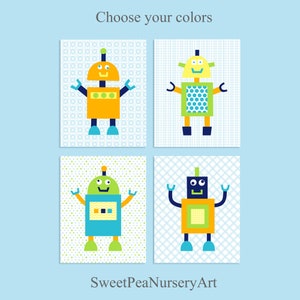 Robot Nursery Art, Baby Boy Decor, Nursery Wall Art, Robot Decor, Robot Nursery Prints, Silly Robot Decor, Baby Shower Gift, Spaceman Decor