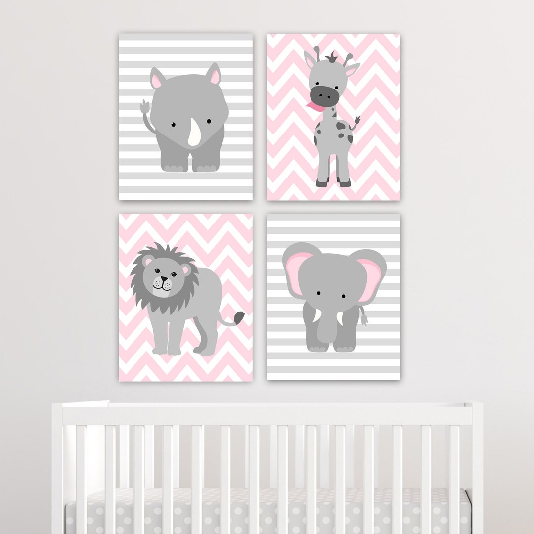 Zoo Nursery, Grey and Pink Nursery, Girl Zoo Nursery, Elephant Nursery ...
