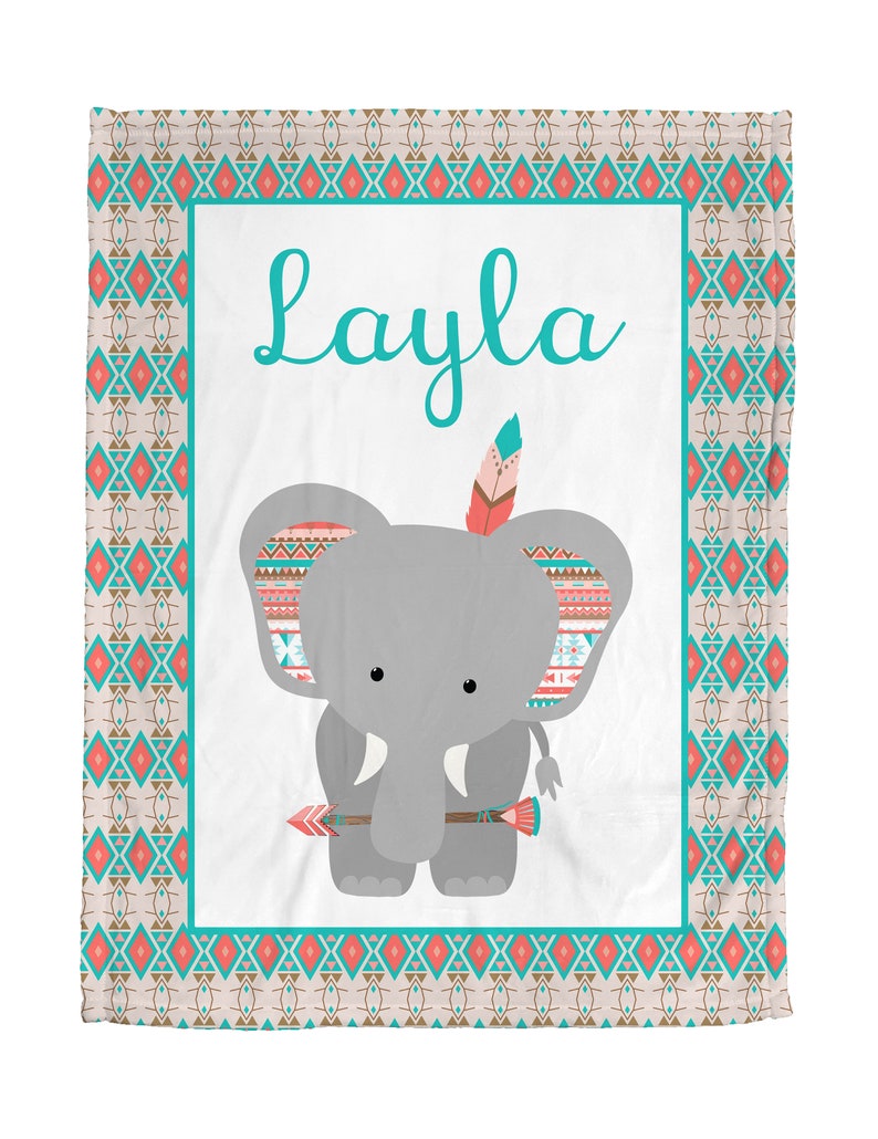 Tribal Elephant Baby Blanket Sherpa Blanket Minky Blanket Etsy