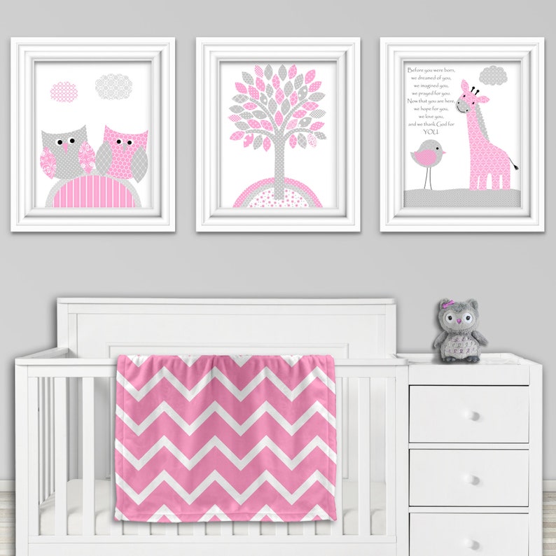 Grey and Pink Nursery Decor Baby Girl Room Girl Art Prints Etsy