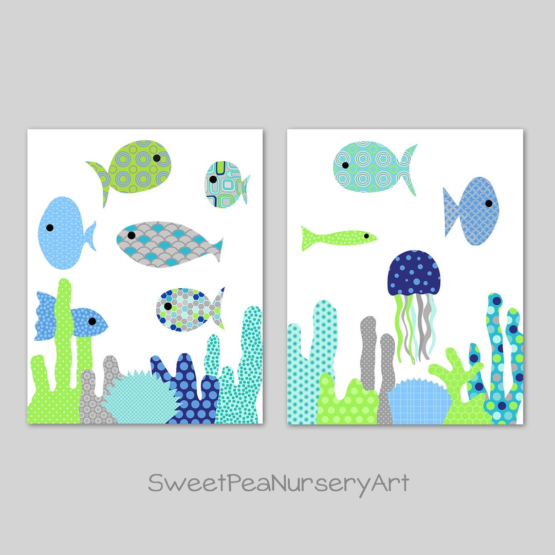 Fish Nursery Decor Baby Boy Fish Pictures Nautical Nursery Etsy