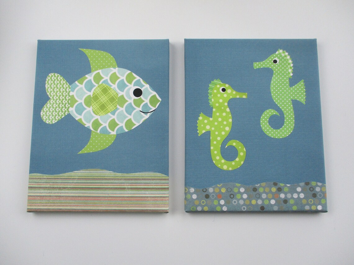 Ocean Nursery Decor Fish Nursery Blue and Green Nursery Etsy