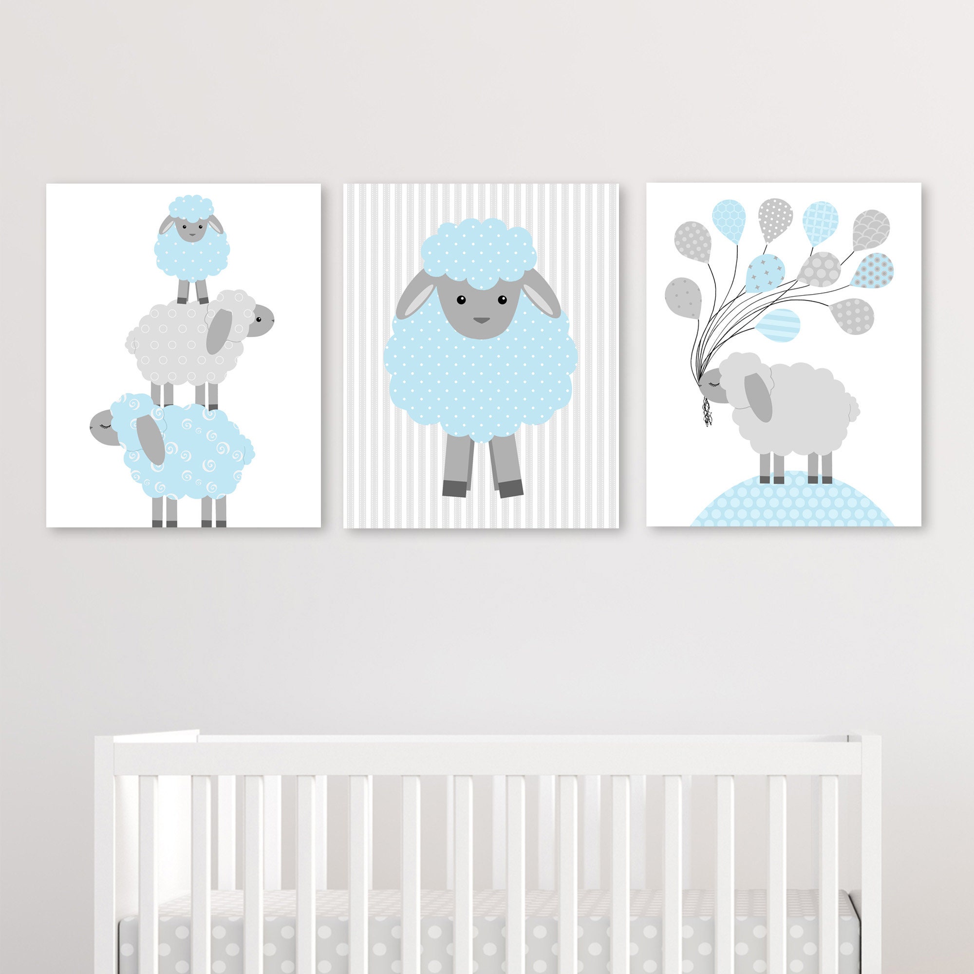 Lamb Nursery Decor Sheep Wall Art Baby Boy Decor Boy Wall Etsy