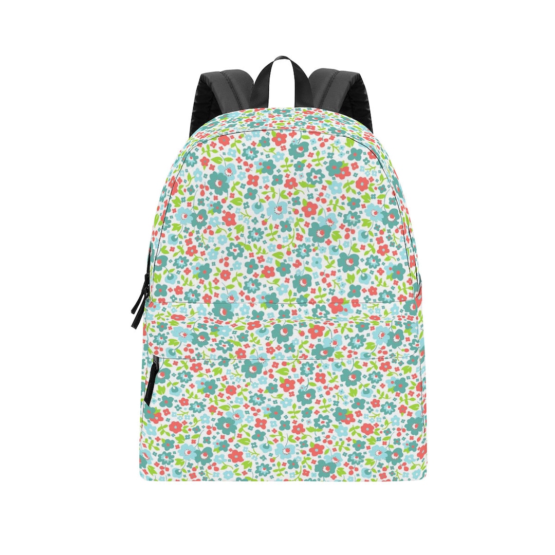 Coral and Teal Floral Classic Backpack, Small Medium Large