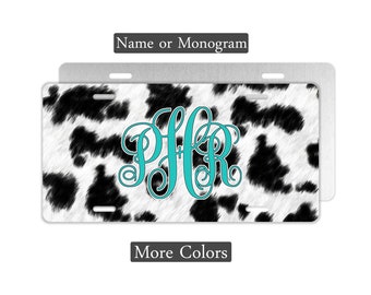 Southern Girl License Plate, Cow Print Car Tag, Country License Plate, Name or Monogram, Personalized Car Tag, Front of Car License Plate