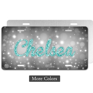 Faux Glitter License Plate, Bokeh Personalized Novelty Plate, Front of Car Plate, Aluminum License Plate, Decorative Car Tag, Vanity Plate