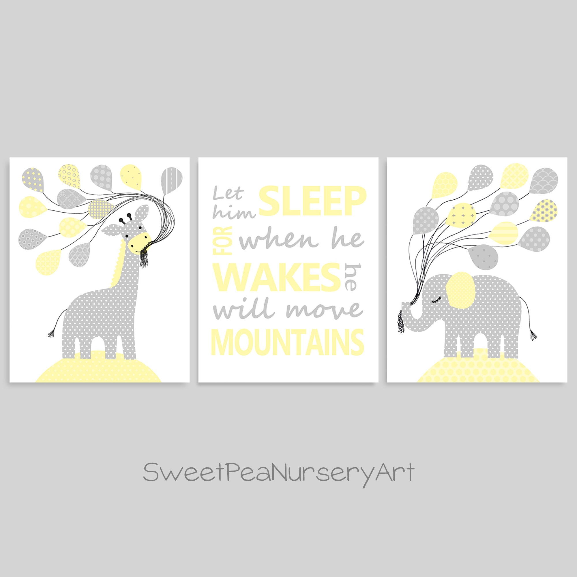 Elephant Nursery Giraffe Decor Let Him Sleep Let Her Sleep Etsy