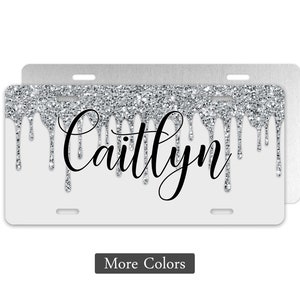 Faux Dripping Glitter License Plate, Personalized Novelty Plate, Front Car Plate, Aluminum License Plate, Decorative Car Tag, Vanity Plate