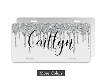 Faux Dripping Glitter License Plate, Personalized Novelty Plate, Front Car Plate, Aluminum License Plate, Decorative Car Tag, Vanity Plate