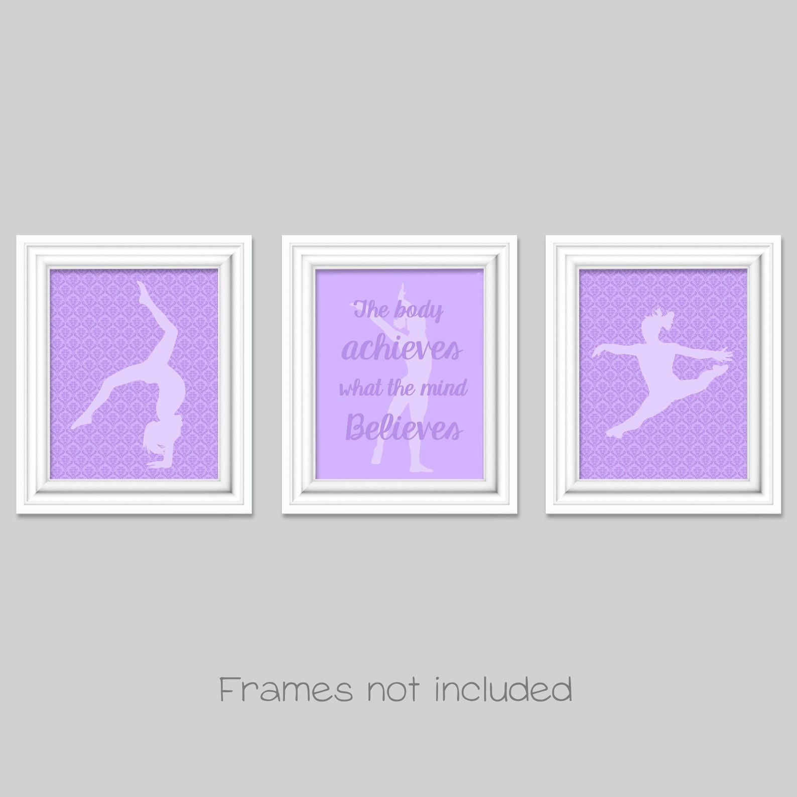 Gymnastics Wall Art Girl's Room Decor Purple Bedroom Etsy