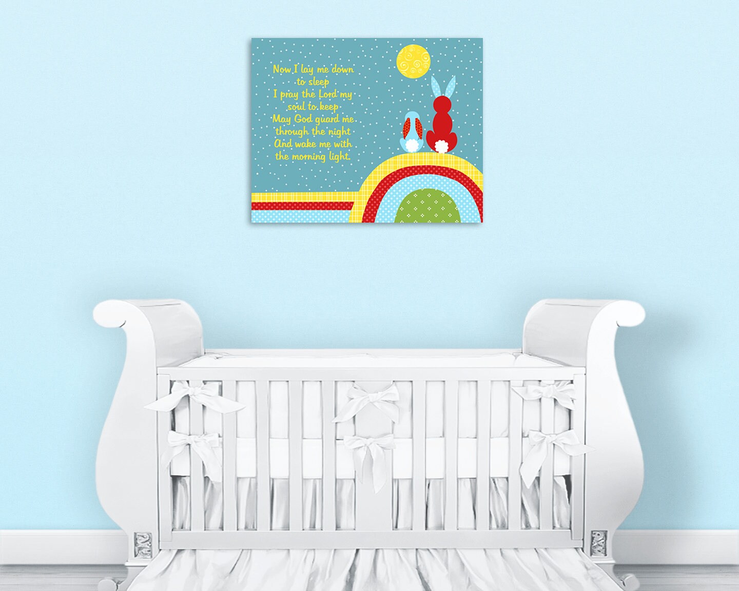 Nursery Prayer Bedtime Prayer Religious Nursery Art Now I Etsy