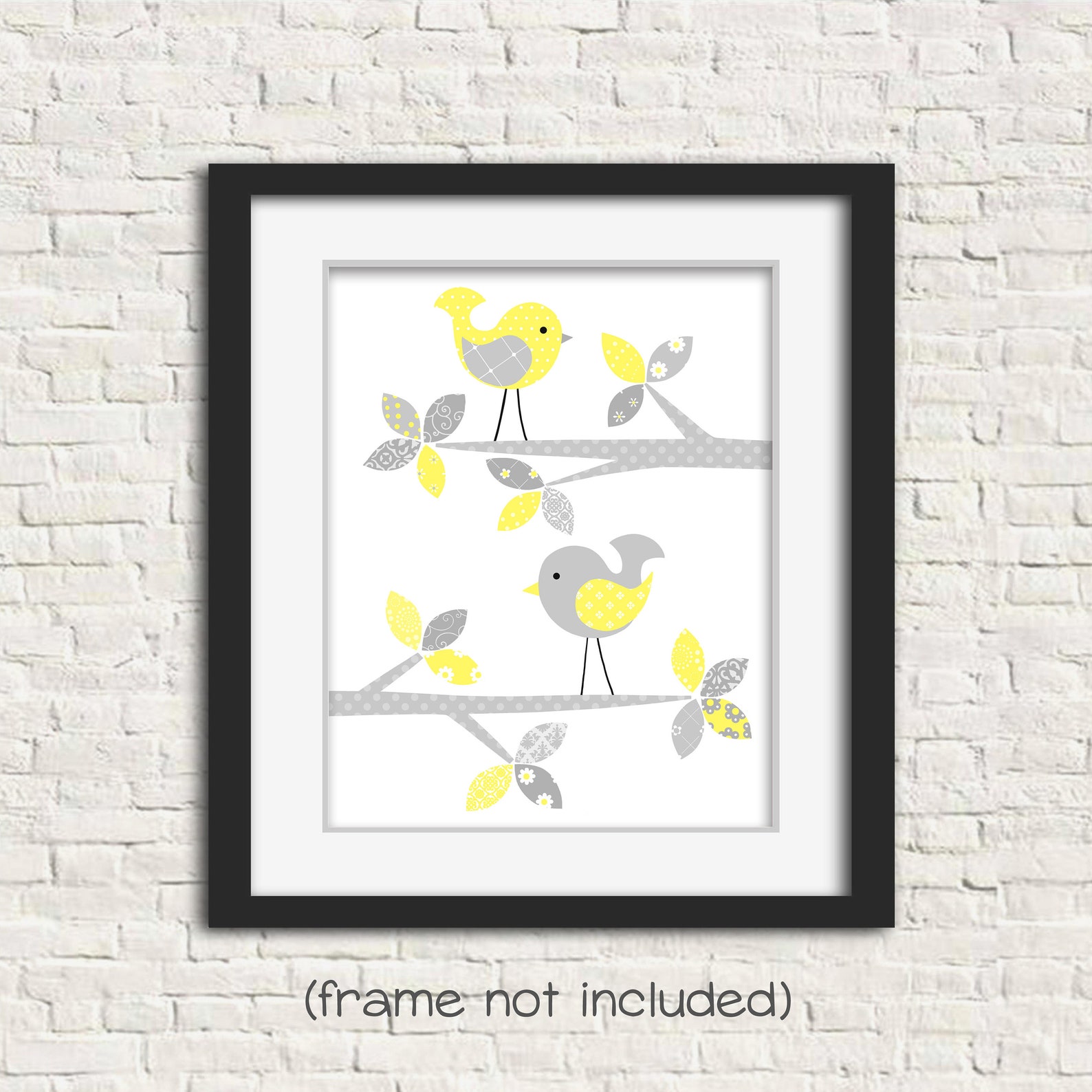 Gray and Yellow Nursery Art Bird Nursery Decor Gender Etsy