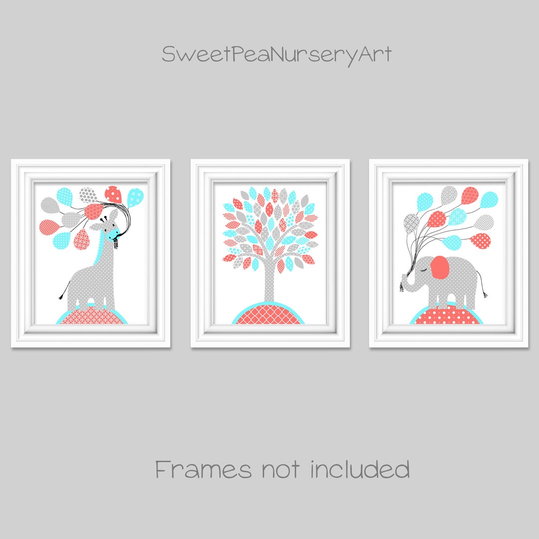 Zoo Nursery Art Zoo Wall Art Elephant Nursery Girl's Etsy