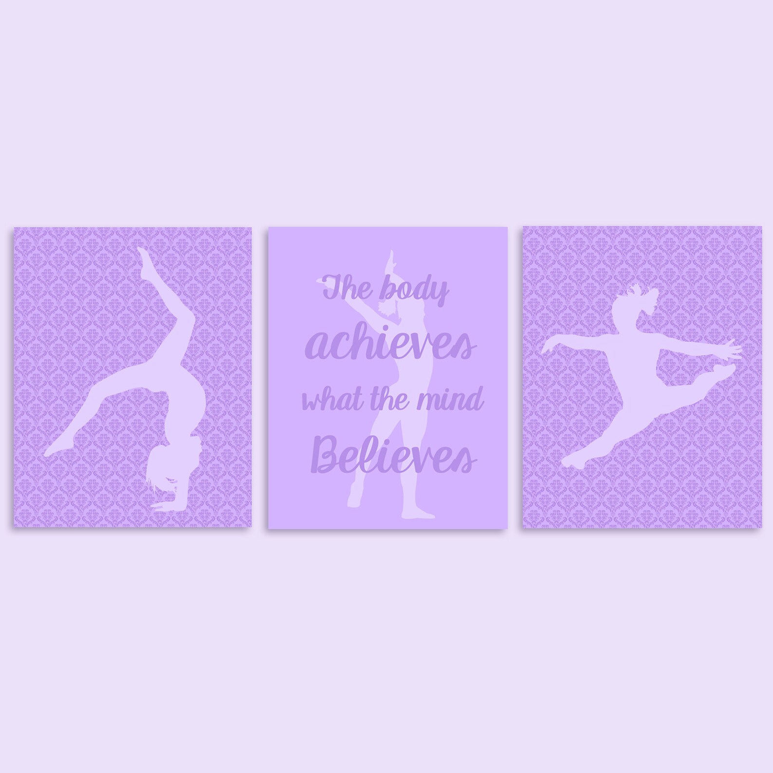 Gymnastics Wall Art Girl's Room Decor Purple Bedroom Etsy