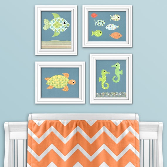 Ocean Nursery Decor Fish Nursery Blue and Green Nursery Etsy