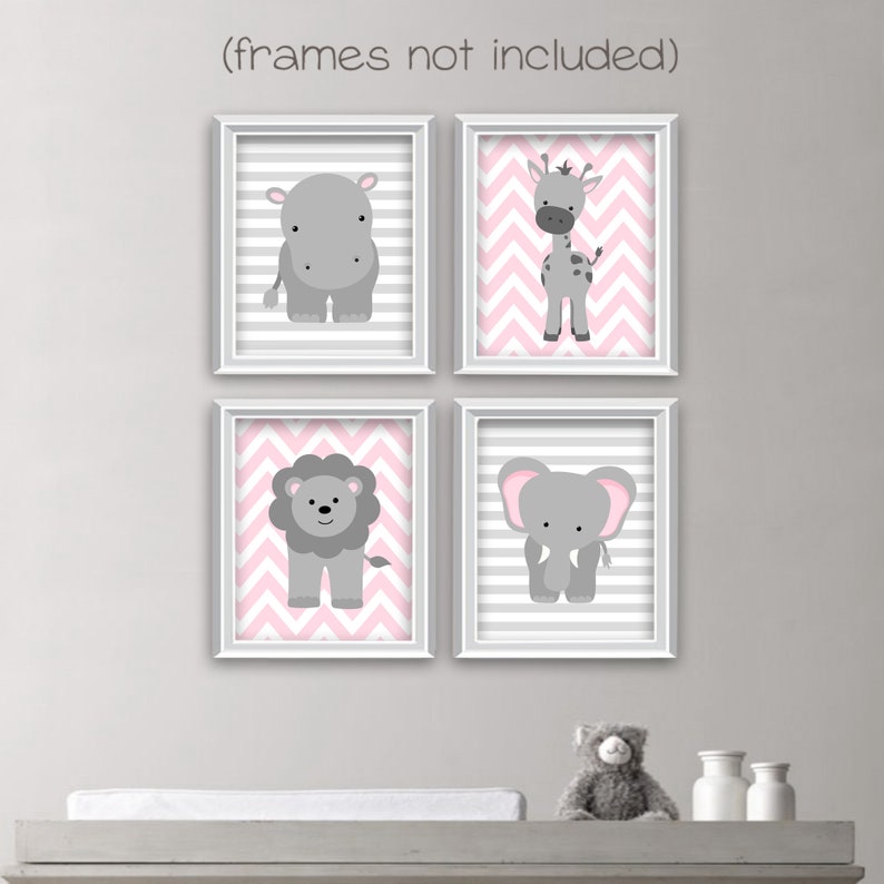 Zoo Nursery Decor Baby Zoo Decor Pink and Grey Safari Etsy