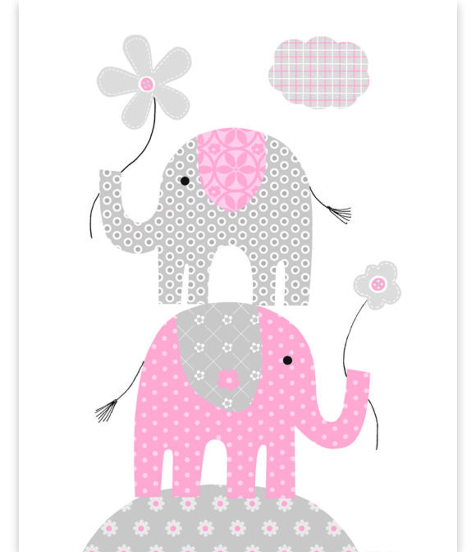 Elephant Nursery Gray and Pink Baby Girl Decor Baby Wall Etsy