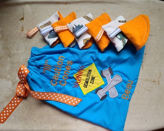 Tinkle Tent set, lil caution cones, peepee teepee, warning demolition zone, baby boy gift, baby shower, gag gifts, construction baby
