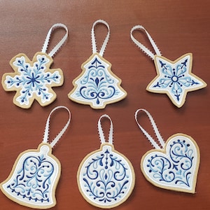 Embroidered Felt Nordic Ornaments, Nordic Decor, Christmas ornaments, Gingerbread Ornaments, Nordic gifts, Nordic,