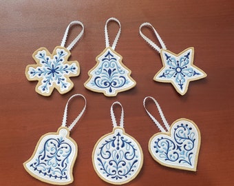 Embroidered Felt Nordic Ornaments, Nordic Decor, Christmas ornaments, Gingerbread Ornaments, Nordic gifts, Nordic,