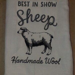 Embroidered Flour Sack Towel, Sheep Flour Sack Towel, Sheep Decor, Sheep kitchen, country gifts, Sheep gifts, Farm life, Sheep Wool