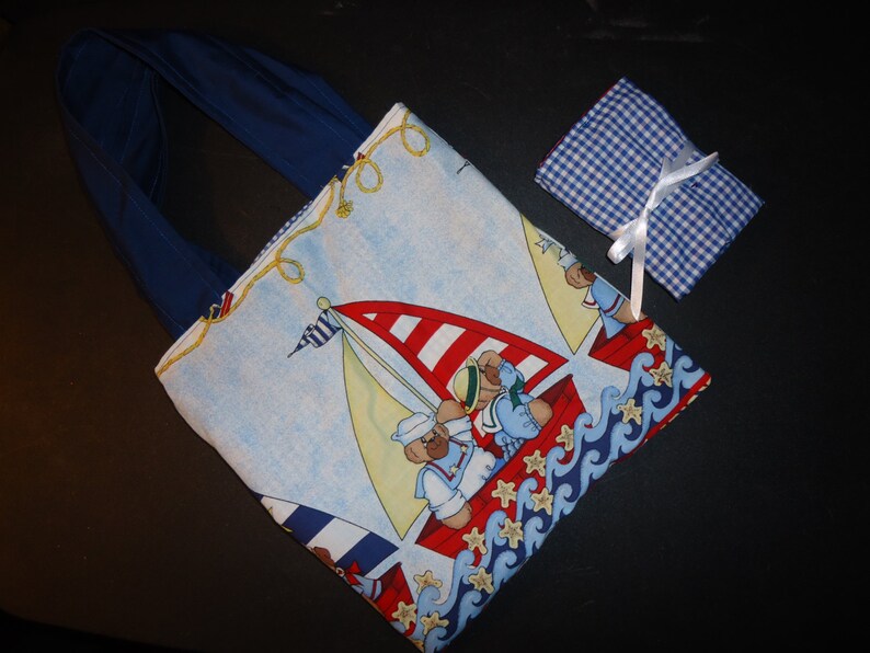 Boys Sailor Bear Tote bag with Crayon Roll