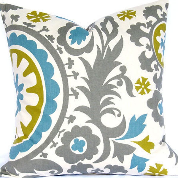Summerland Suzani pillow cover DOUBLE SIDED- 18x18, 16x16, 14x14 or 12x12