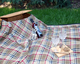 PICNIC BLANKET Handmade PLAID Fleece Blanket 72"x60" & 84"x60"