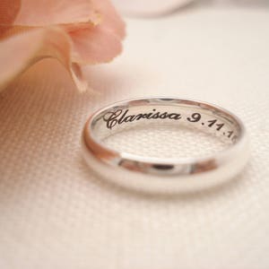 Bague en argent sterling personnalisée de 4 mm... Bague à graver personnalisée, bague d'éternité, bague meilleurs amis, bague de promesse, alliance