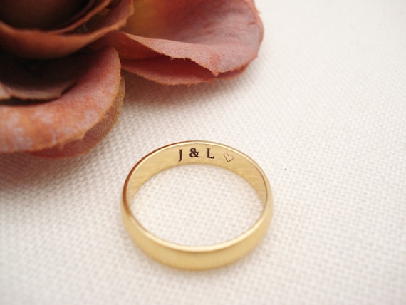 Personalized Gold Ring 4mm Band ...Custom Engravable ring, eternity ring, Best friends, Promise ring, wedding band, engagement ring