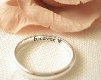 Personalized Sterling silver Band Ring...3mm Personalized Engravable Band Ring, Best friends, Promise ring, Custom engraved ring
