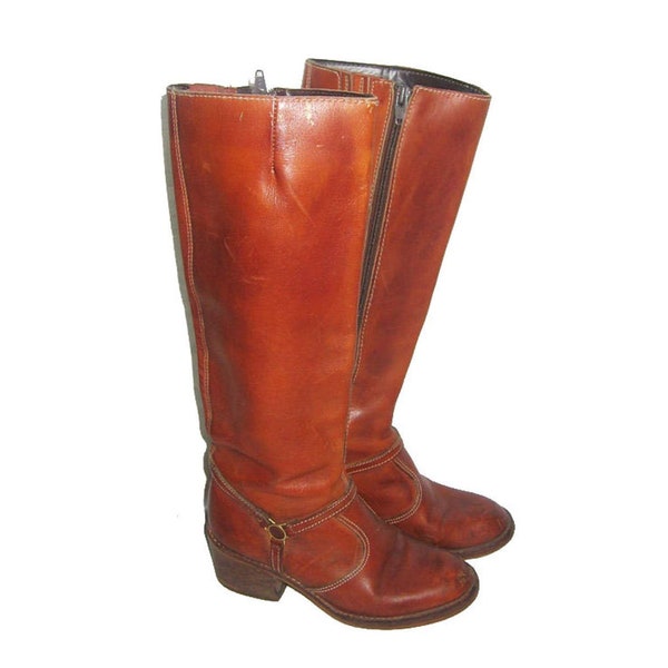 cowhide thigh high boots