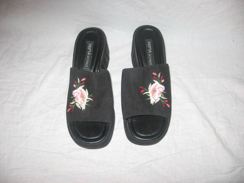 Vtg Prima Royale Black Multi Color Floral Leaf Embroidery Etsy