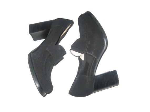 high heel penny loafer black