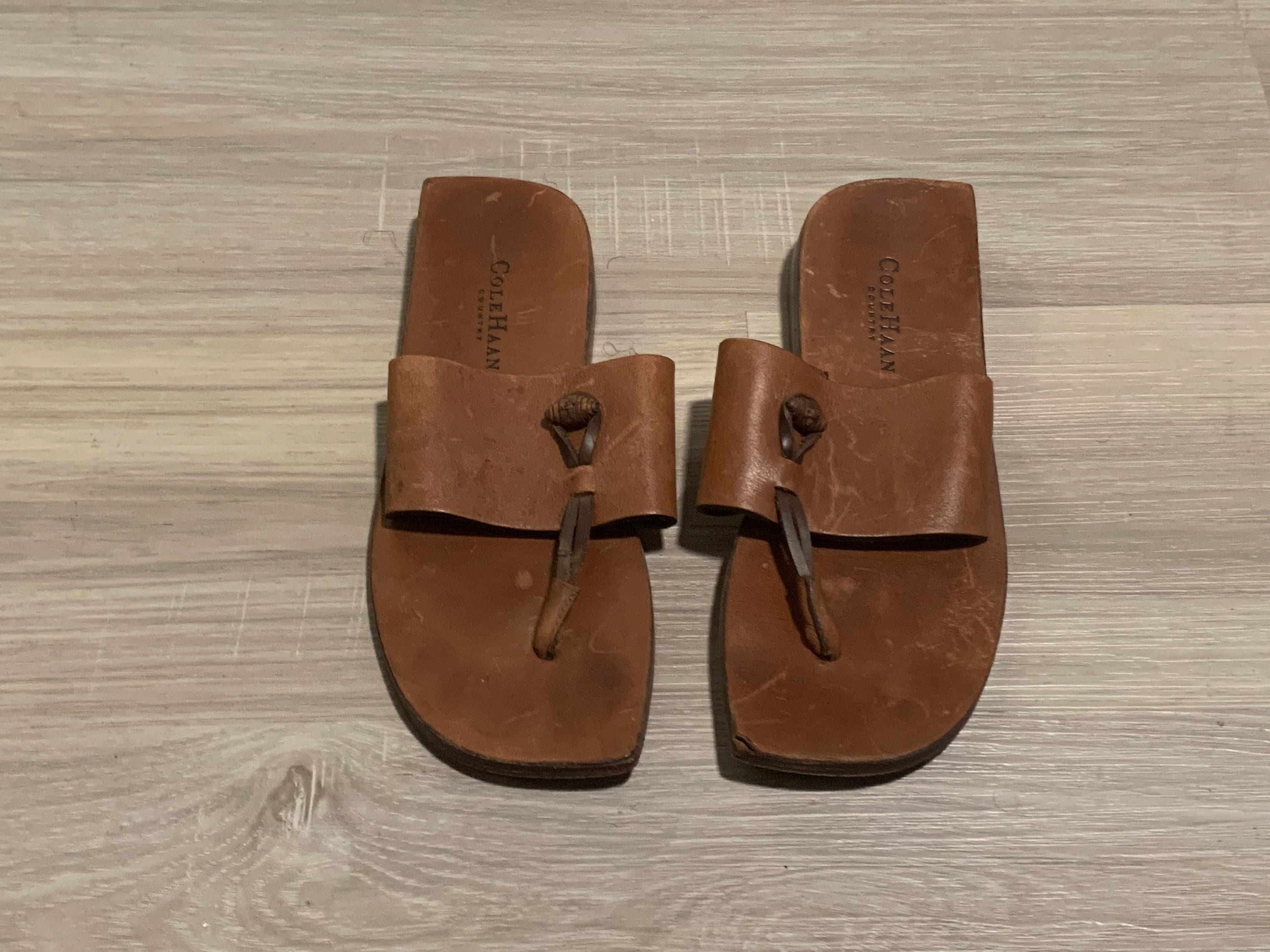 Vintage Cole Haan Made in Brazil Country Brown Toe Slide 