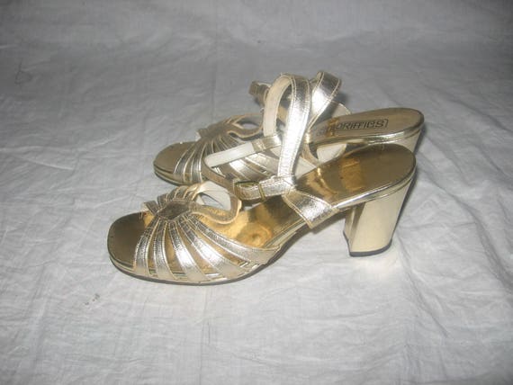 metallic gold chunky heels