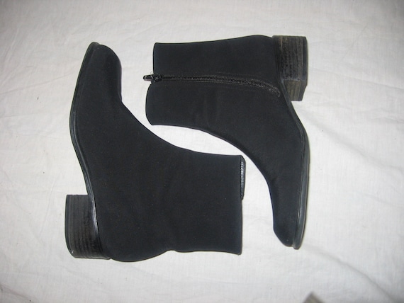 black fabric ankle boots
