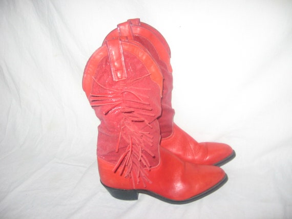 VTG Wrangler Made USA Red Solid Texture Leather W… - image 2