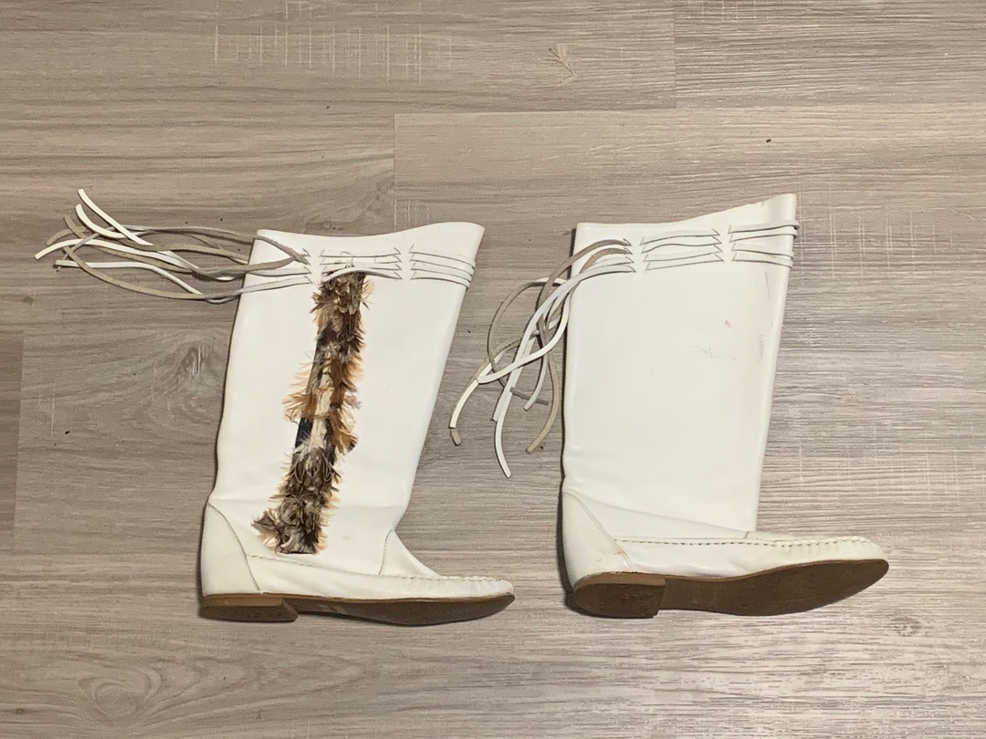 Bottes Hautes Botte A Talon Oblique Paire De Bottines Hippie