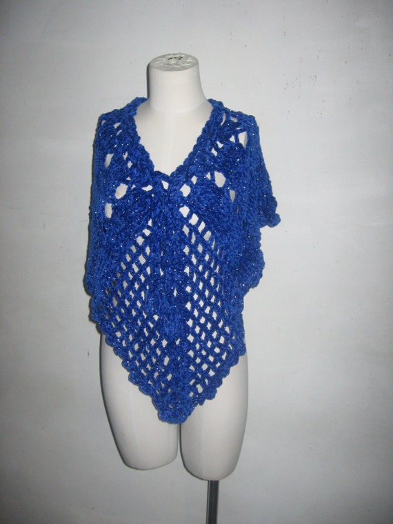 Vintage Blue Metallic Silver Lurex Chenille Yarn O