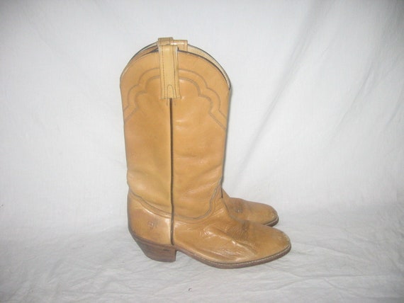 Vintage Authentic Frye Made In USA Beige Inlay St… - image 1