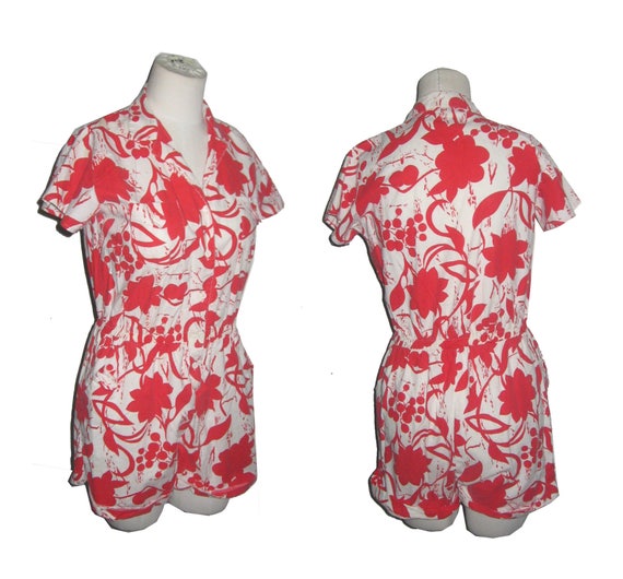 Floral Print Short Sleeve Pocket Jumpsuit Floral Print Short Sleeve Pocket Jumpsuit