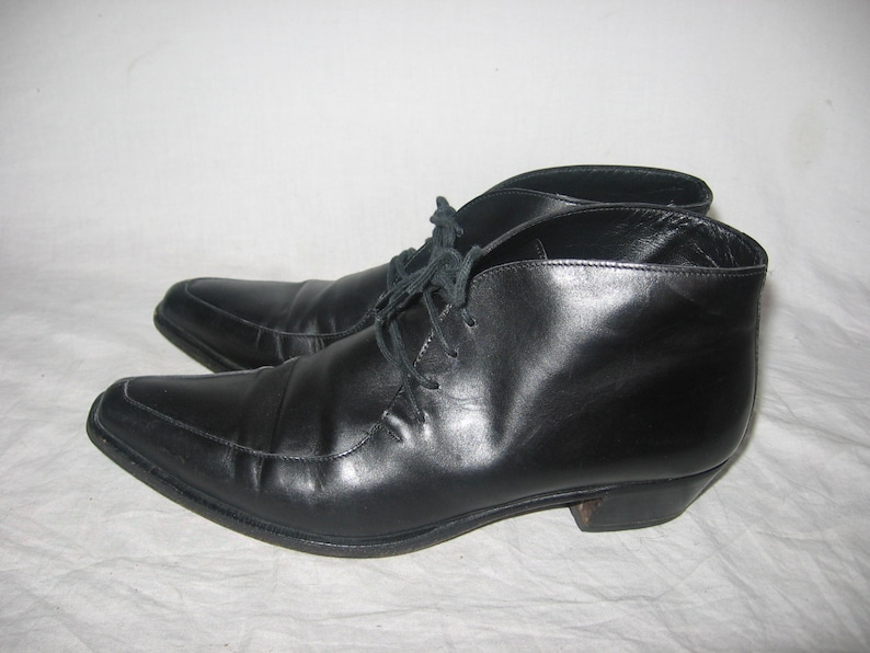 Vintage Duccio Del Duca Milano Black Laced up Ankle Chunky Mid High ...