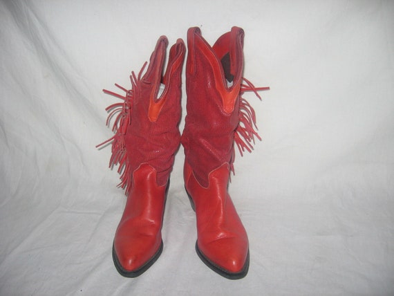 VTG Wrangler Made USA Red Solid Texture Leather W… - image 3