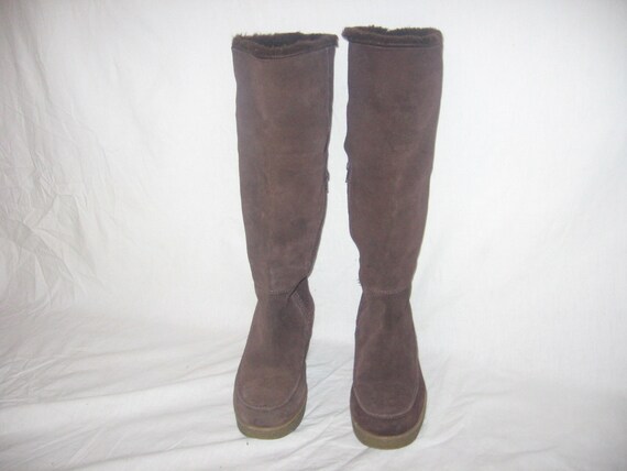 VTG Eddie Bauer Made in Brazil Leather Upper Balance Man Made Chunky Platform Wedge High Heels Brown Faux Fur Lined Suede Boots Size 6 1 2 M Etsy Canada
